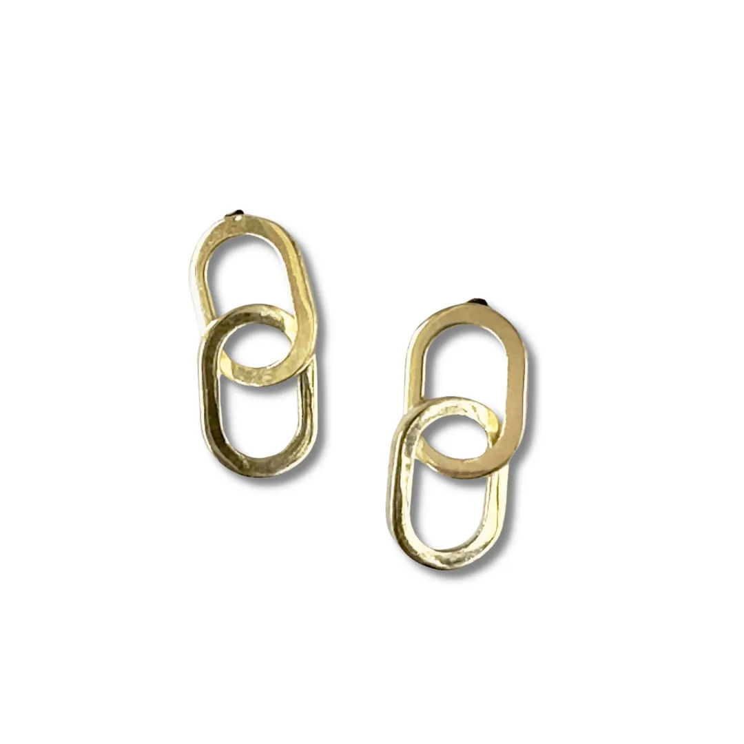 Double loop classic gold earrings