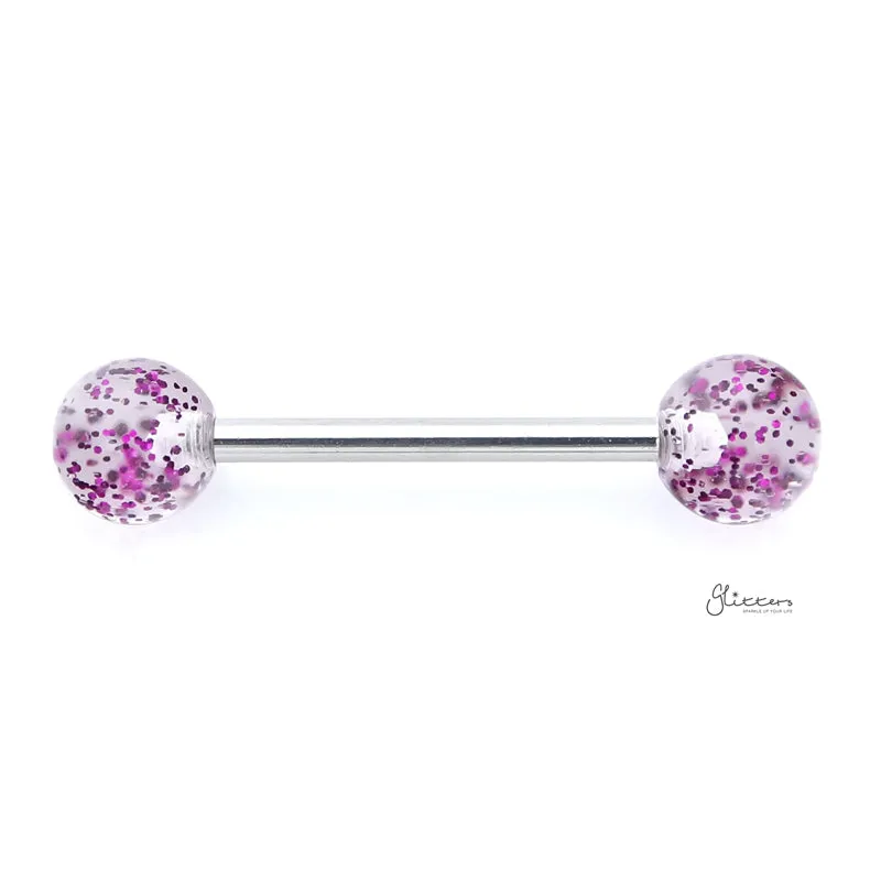 Glitters Acrylic Ball Tongue Barbell - Purple