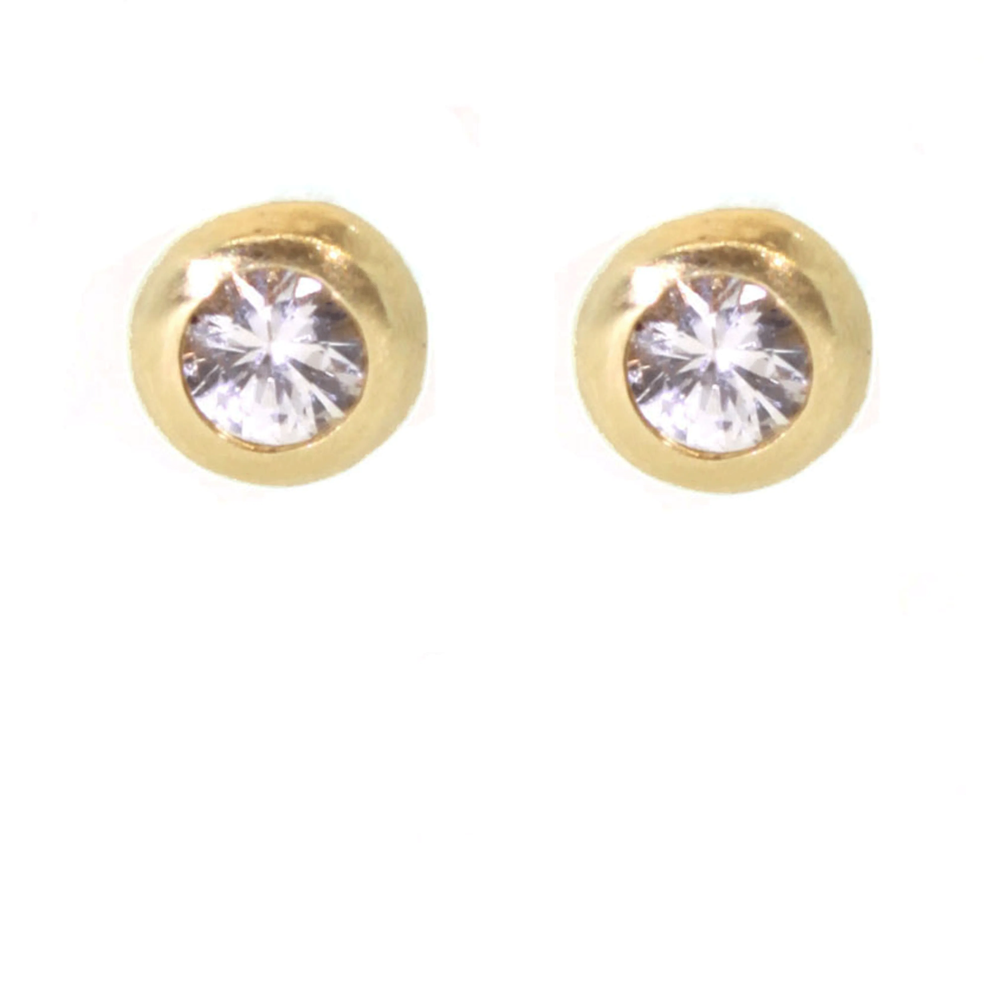 Gold & White Sapphire Stud Earrings