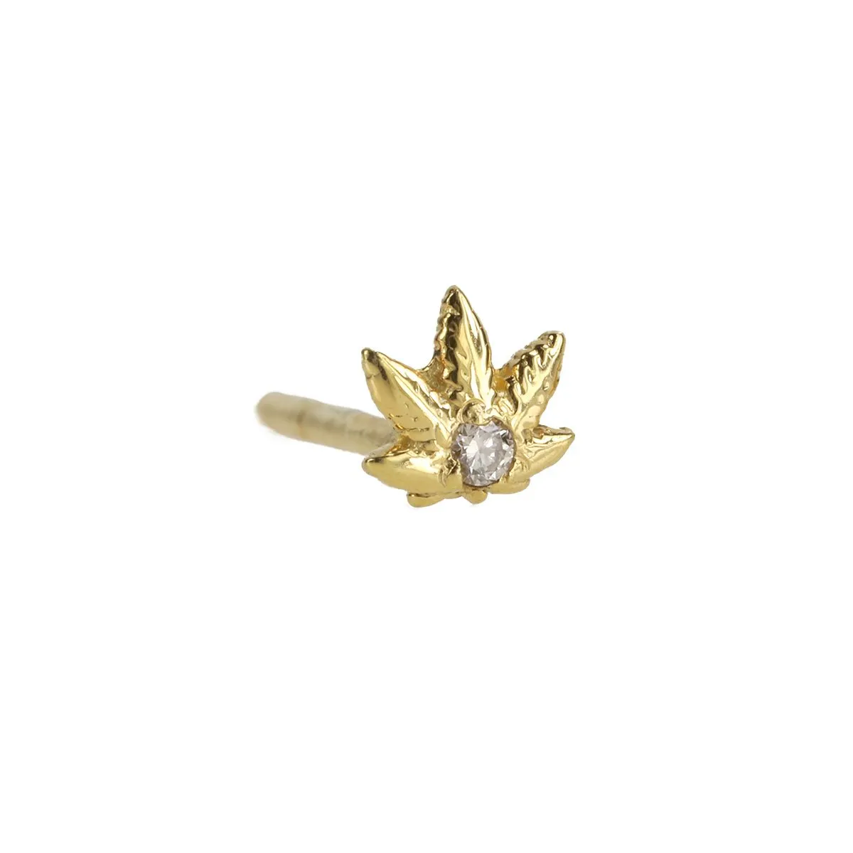 Gold Leaf Studs with Diamond Detail