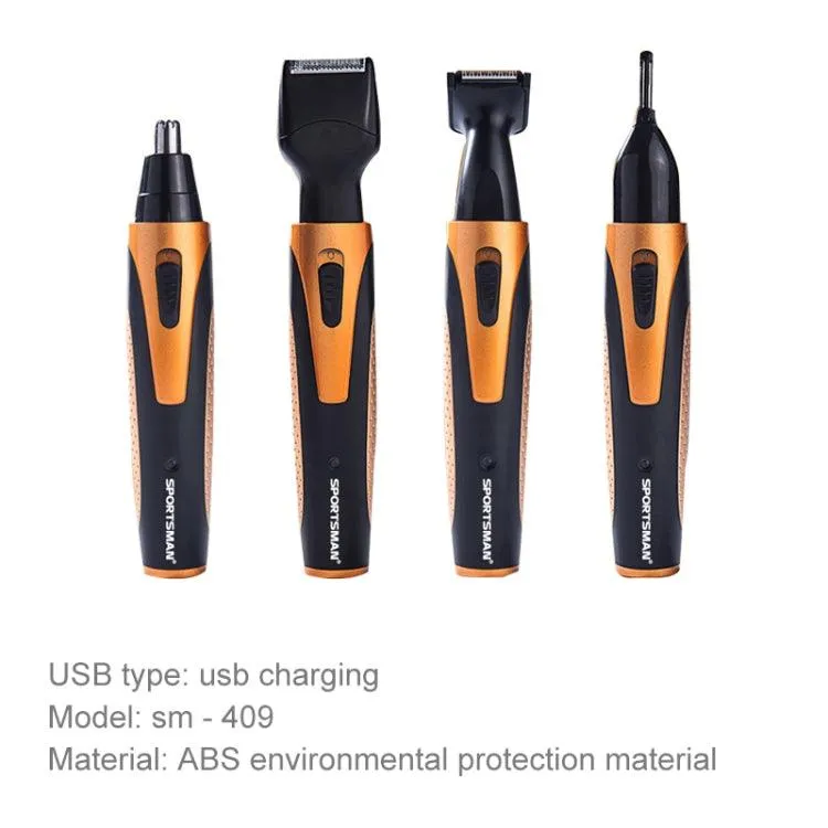 Gold USB Rechargeable 4-in-1 Ear, Nose & Beard Trimmer for Men