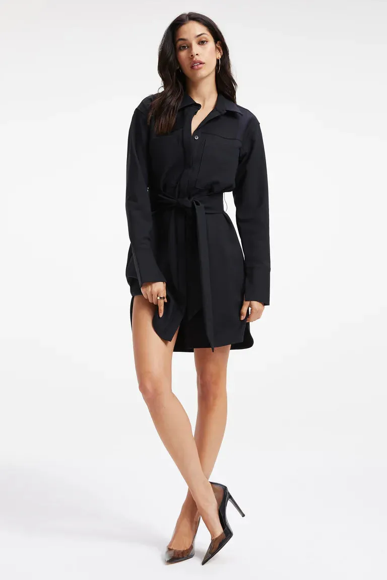 Good American POPLIN SHIRT DRESS - Black