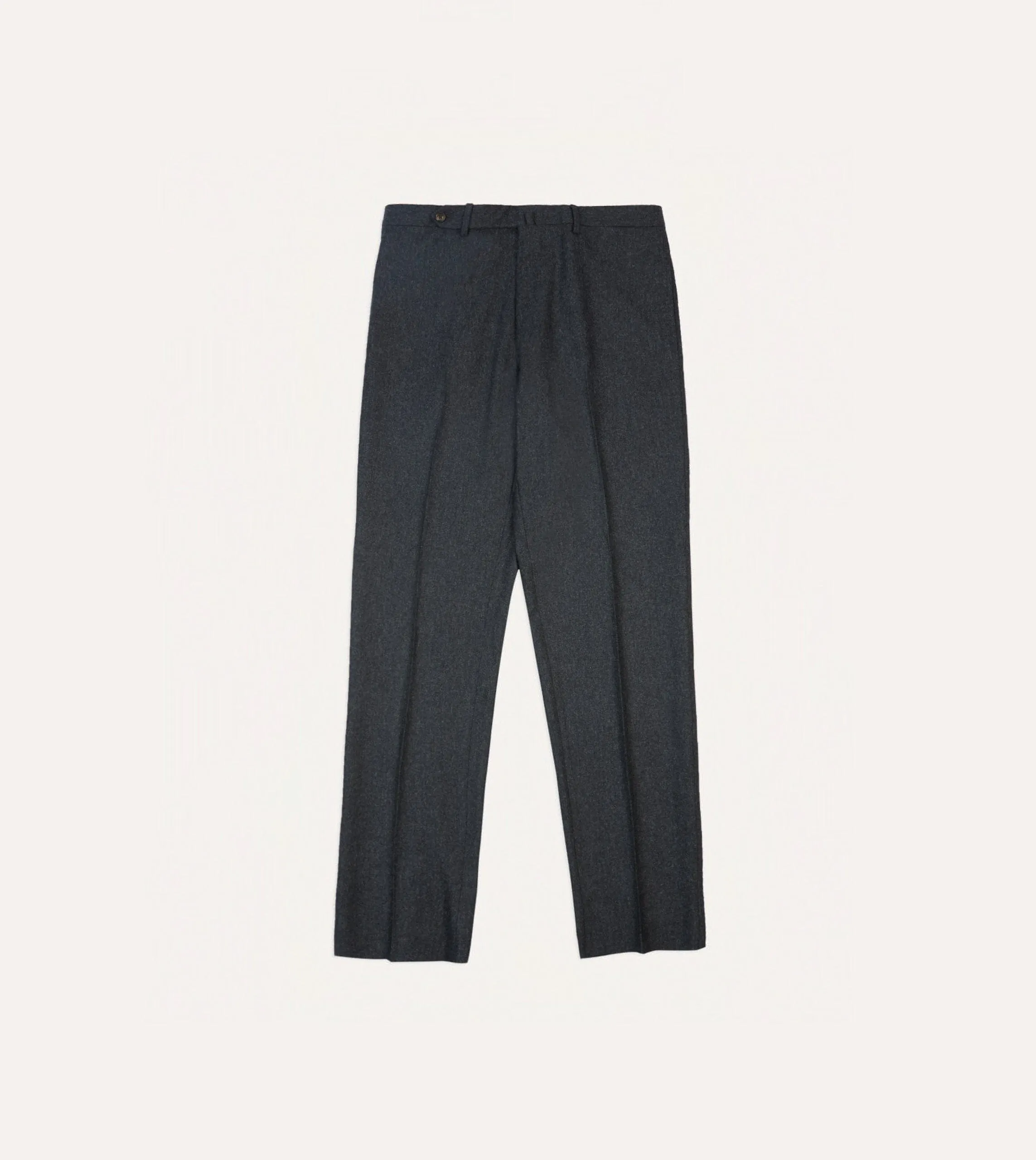 Grey Wool Flannel Flat Front Trouser