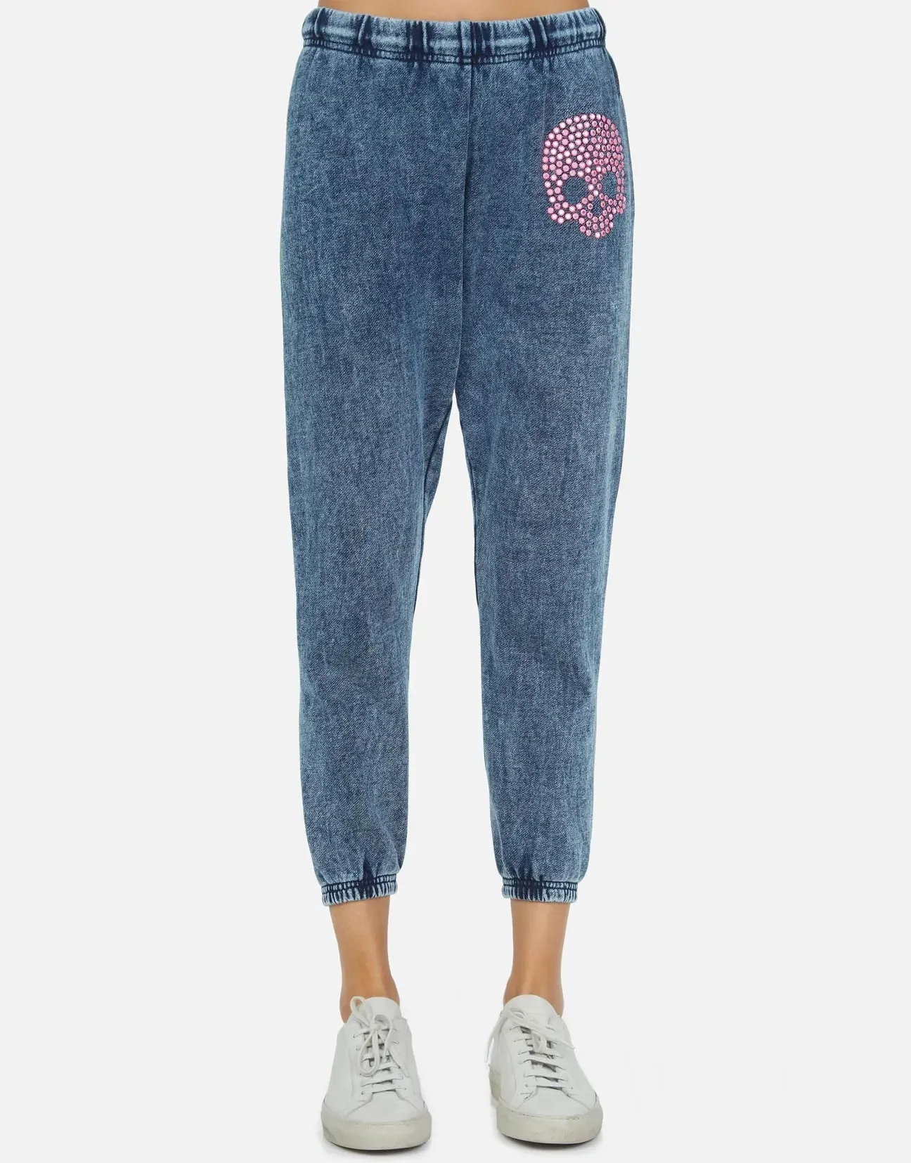 Lauren Moshi Alana Pink Stud Skull Sweatpants