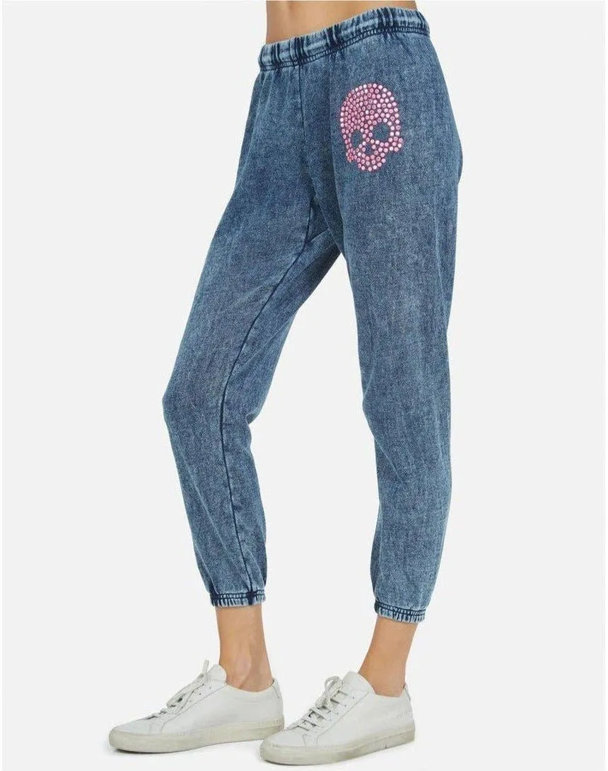 Lauren Moshi Alana Pink Stud Skull Sweatpants