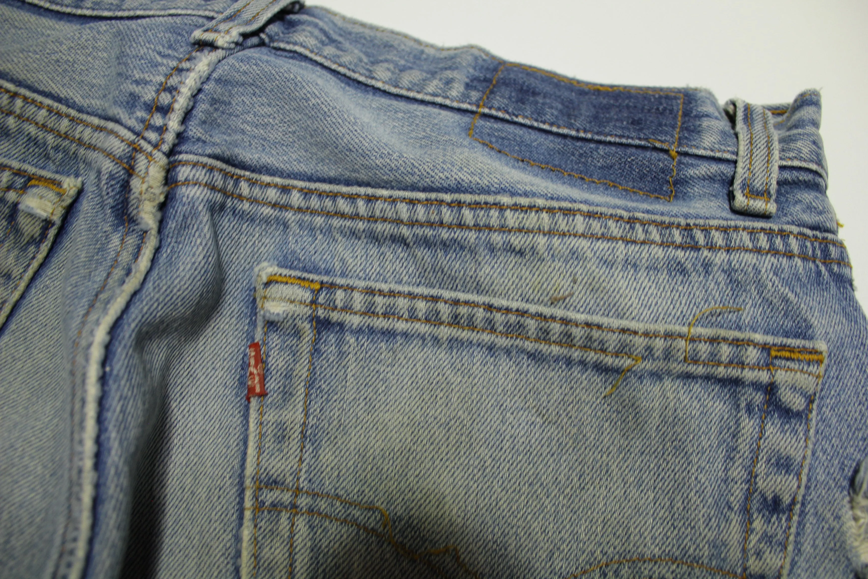 Levis 501 Distressed Button Fly Vintage 80's Denim Grunge Punk Red Tab Blue Jeans