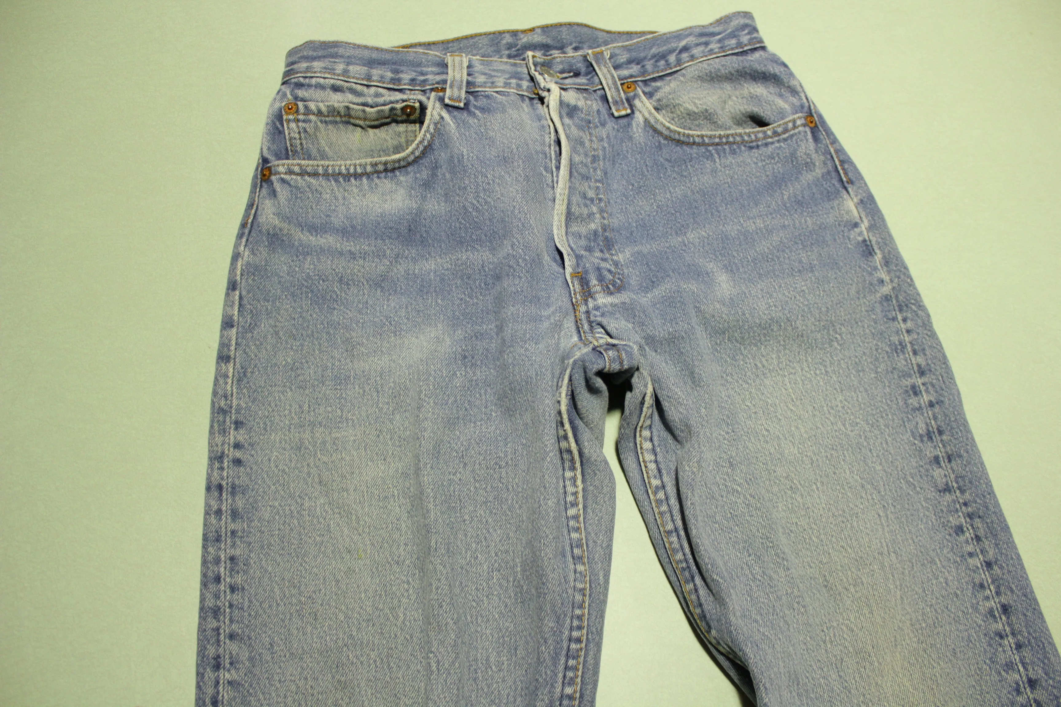 Levis Button Fly 70's 80s Vintage 501 Distressed Blue Denim Jeans