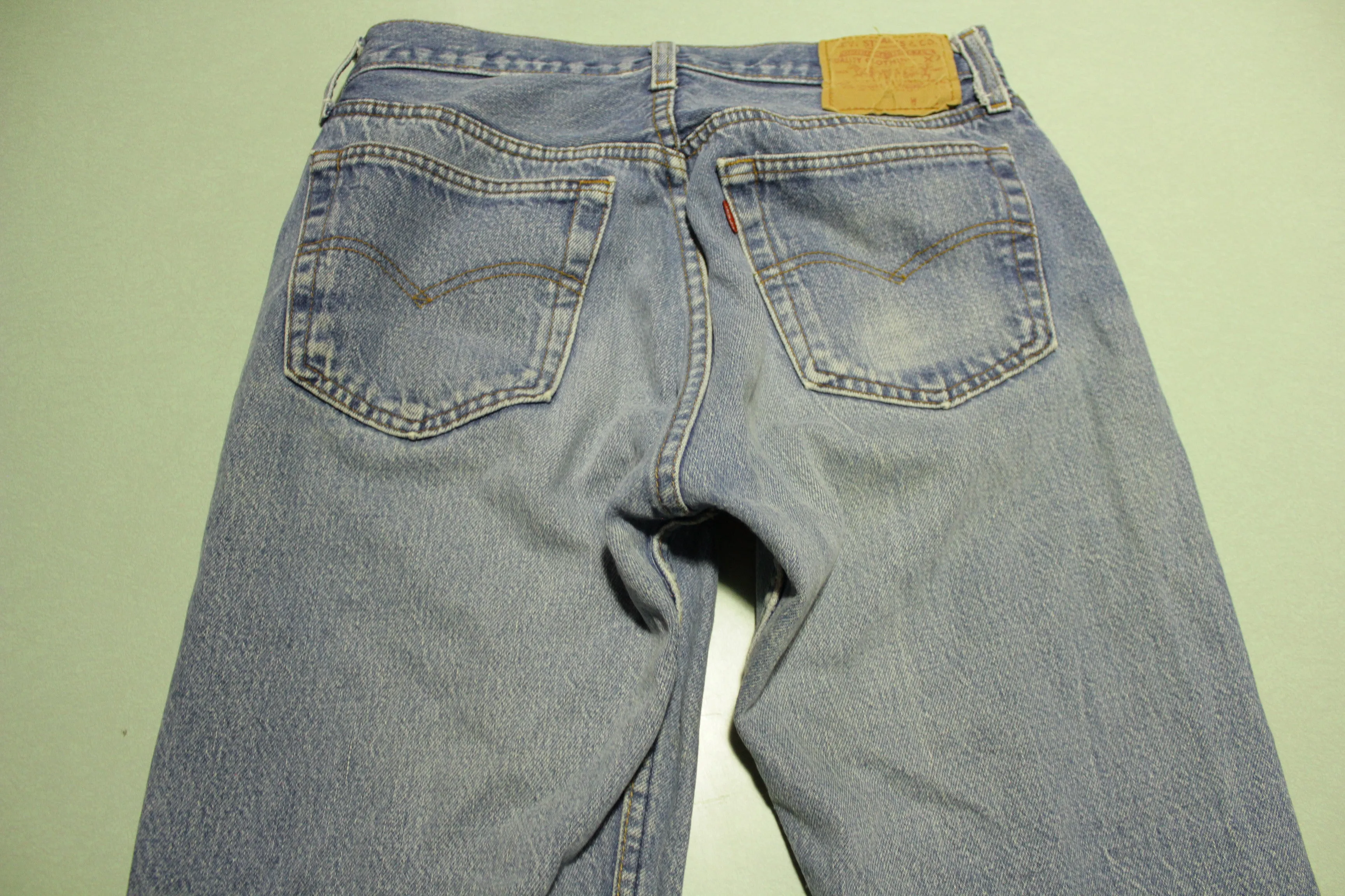 Levis Button Fly 70's 80s Vintage 501 Distressed Blue Denim Jeans