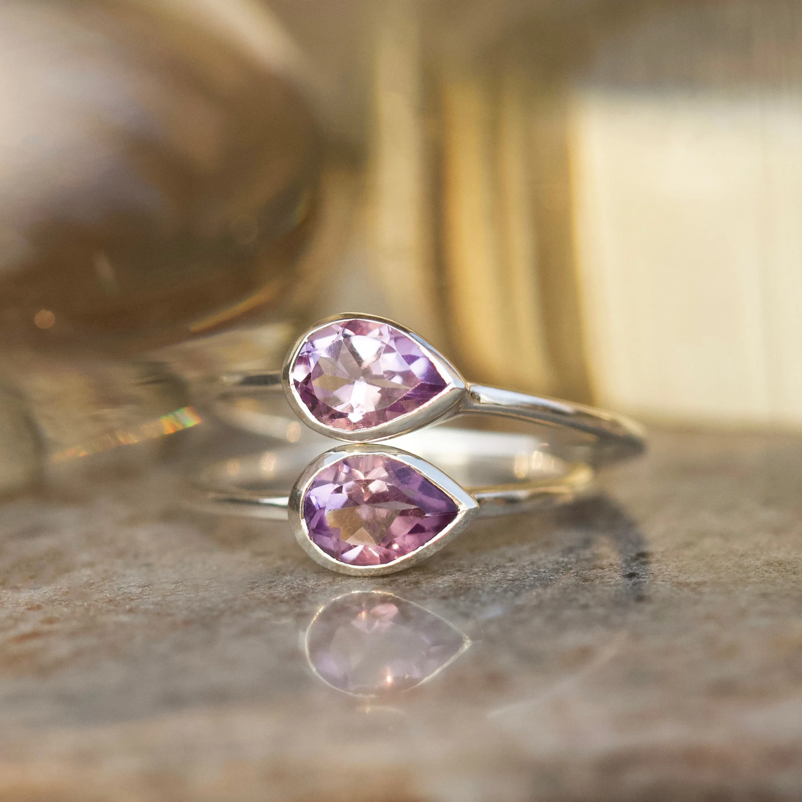 Margot Pink Amethyst Pear Ring