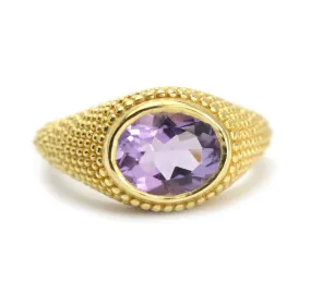 Nubia Oval Amethyst Yellow Gold Ring Size 7US