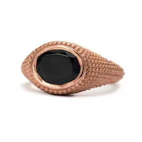 Nubia Oval Black Spinel Rose Gold Ring Size 7US