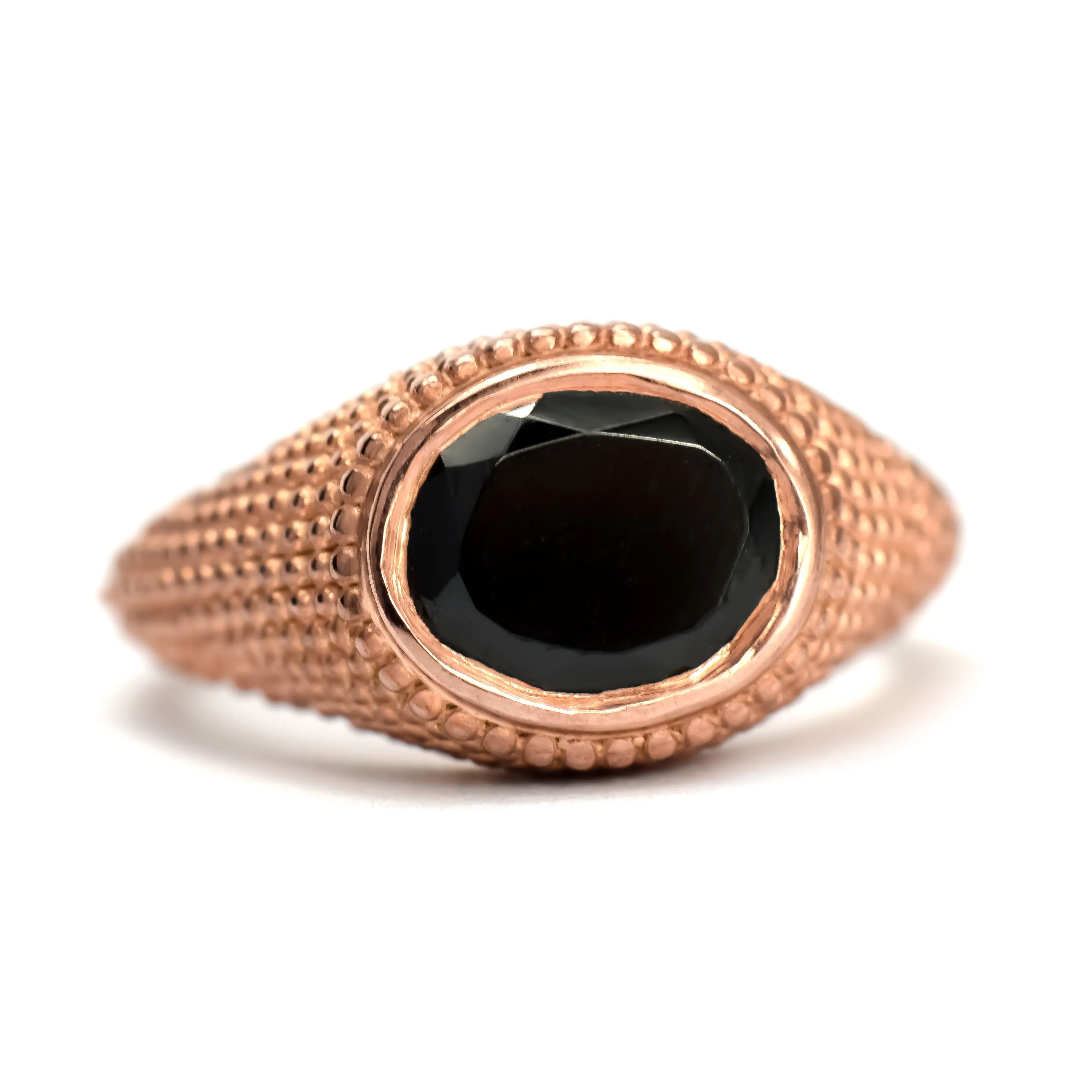 Nubia Oval Black Spinel Rose Gold Ring Size 7US