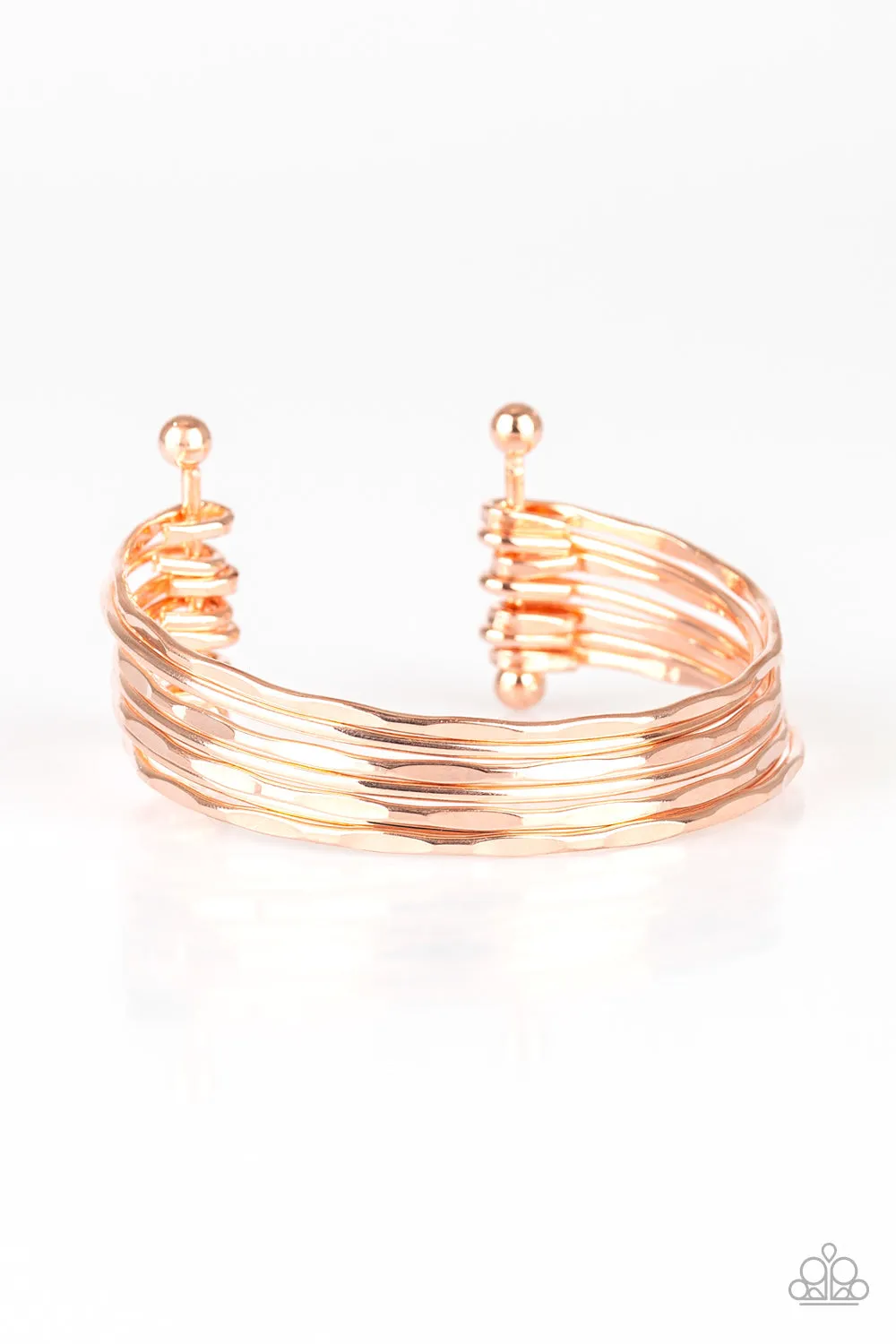 Paparazzi Accessories  - Timelessly Textured #B134 Drawer 6/1 - Rose Gold Bracelet