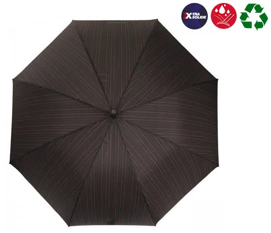 Parapluie pliant X-TRA Solide Crook Isotoner Noir/Rayures 09407