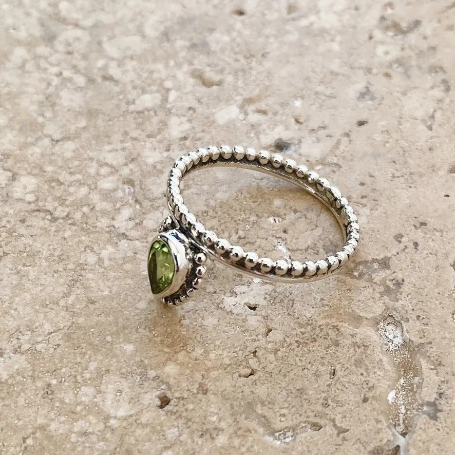 Peridot Teardrop Stacking Ring - Pixie