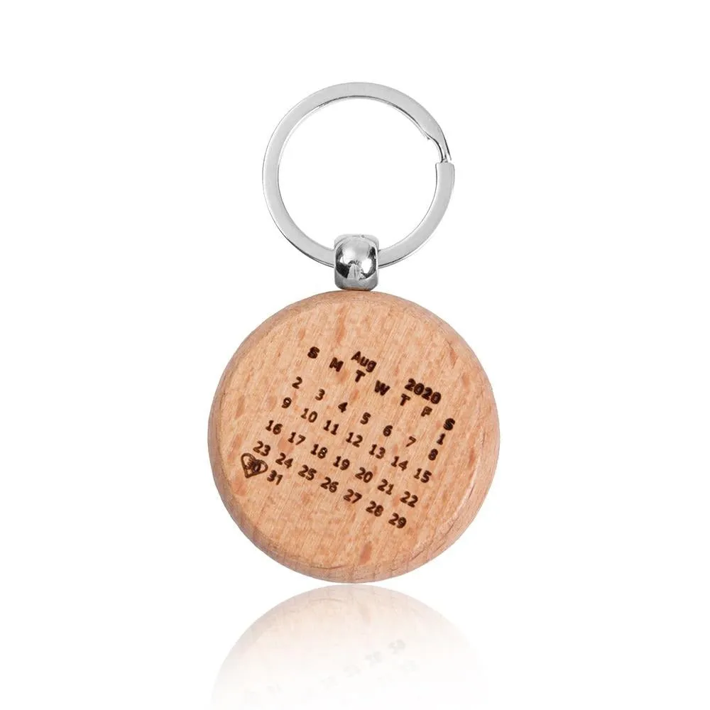 Personalized Engraving Name And Date Wooden Keychains