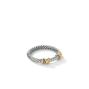 Petite Helena Wrap Band Ring in Sterling Silver with 18K Yellow Gold and Pavé Diamonds