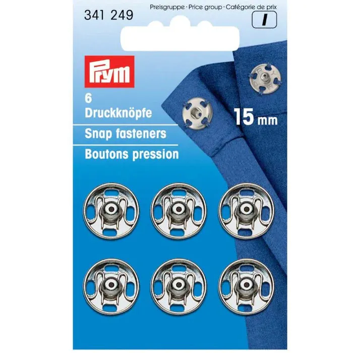 PRYM Press Studs (SEW-ON) SILVER 13mm-German Brand