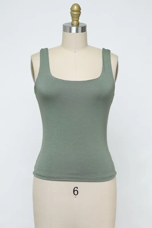 Rayon Tank Top W Square Neckline