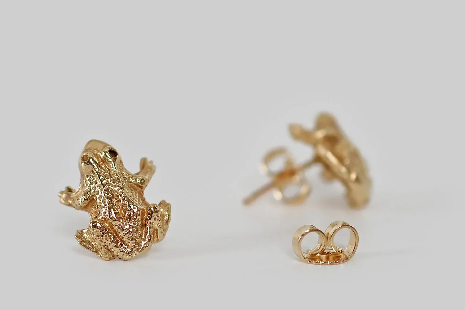 Realistic 1970s Frog Post Earrings