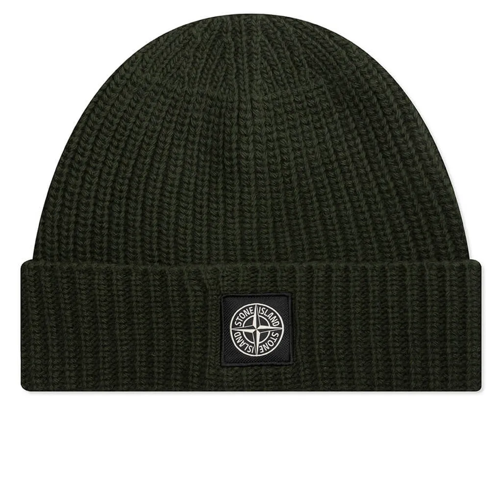 Ribbed Geelong Wool Beanie - Olive Green