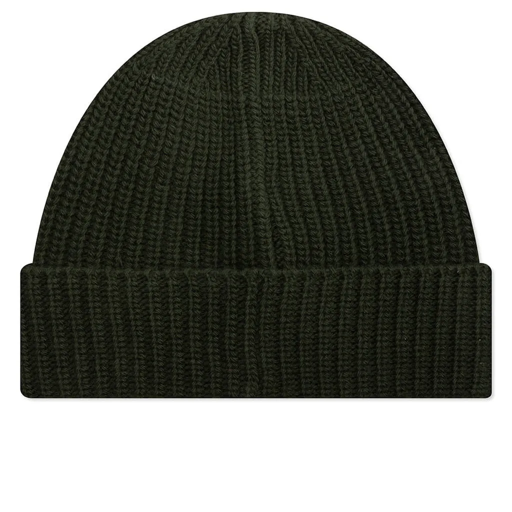 Ribbed Geelong Wool Beanie - Olive Green