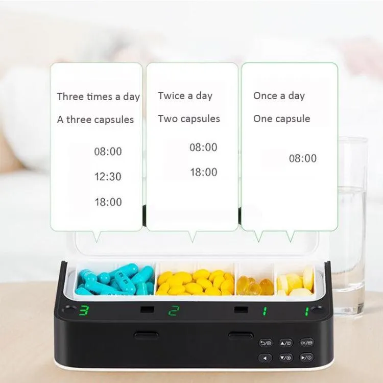 Smart Medication Reminder Pill Box for Seniors - Portable & Adjustable Electronic Organizer