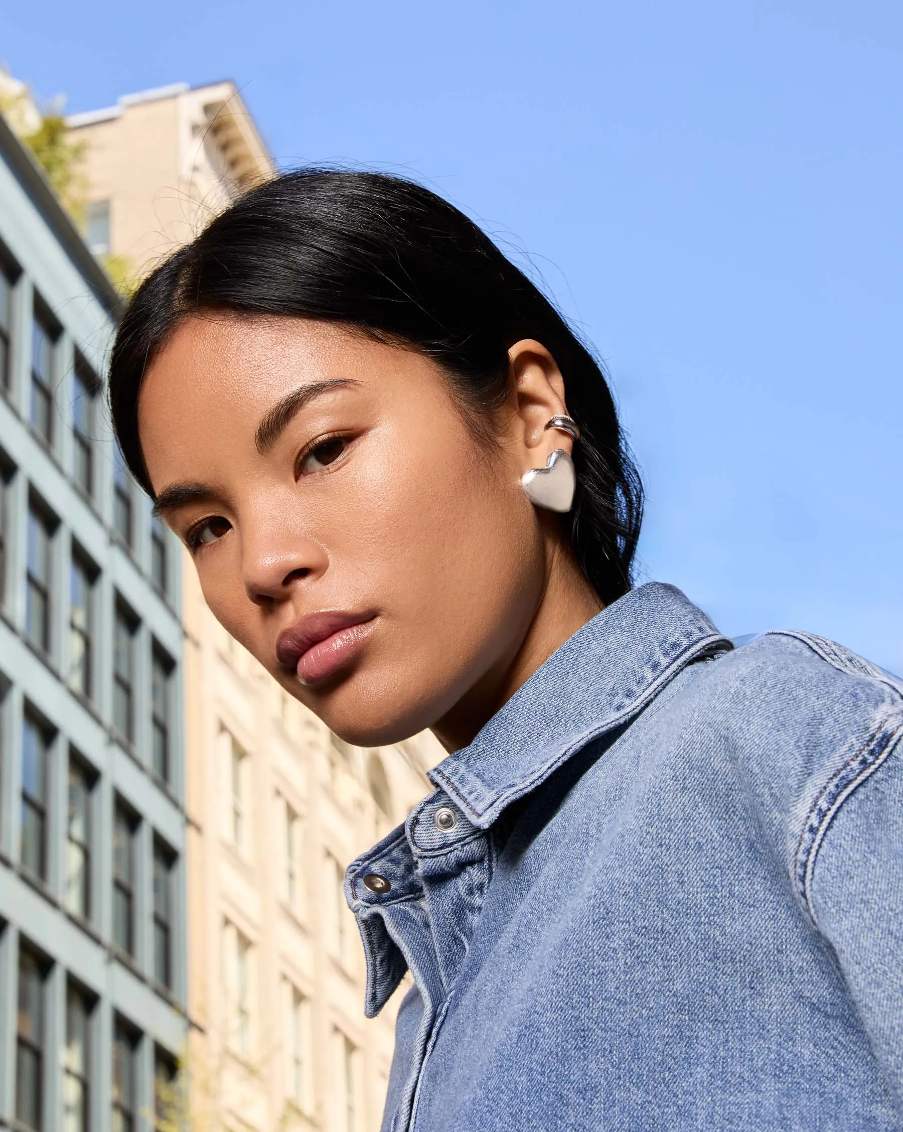 Statement Sterling - Heart Cloud Studs