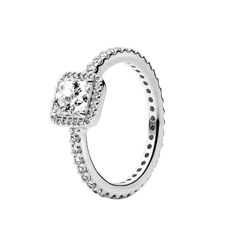 Sterling Silver Zircon Clear Shiny Ring For Women