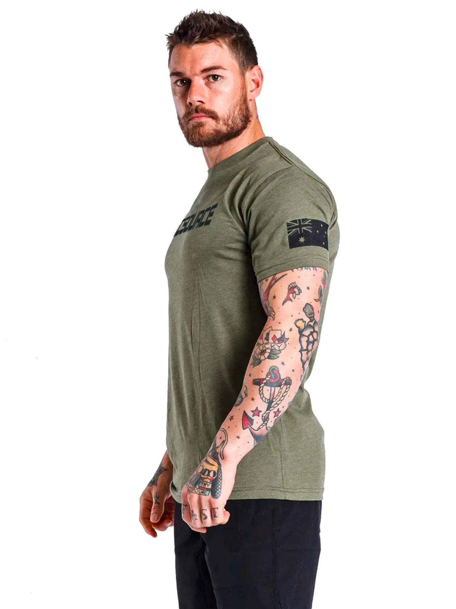 TacSource Subdued Olive Tee - AUS Flag