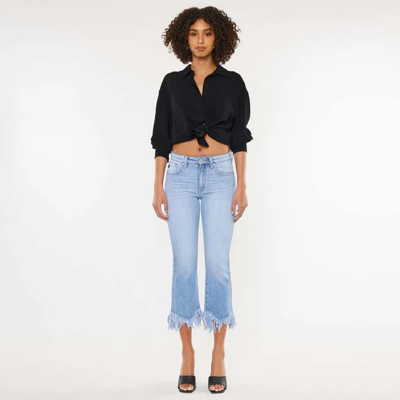 The Arla High Rise Frayed Straight Jeans