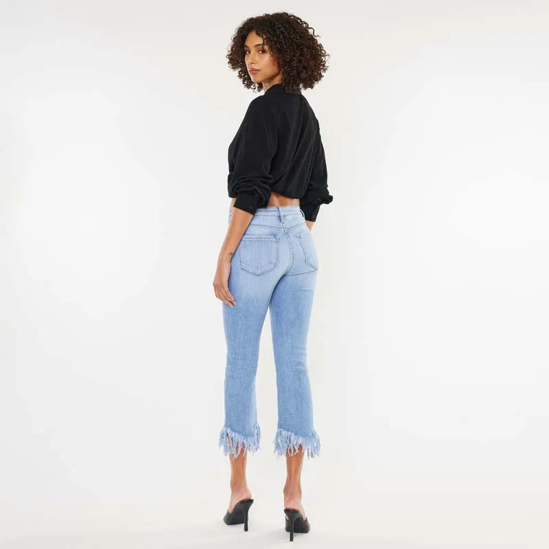 The Arla High Rise Frayed Straight Jeans