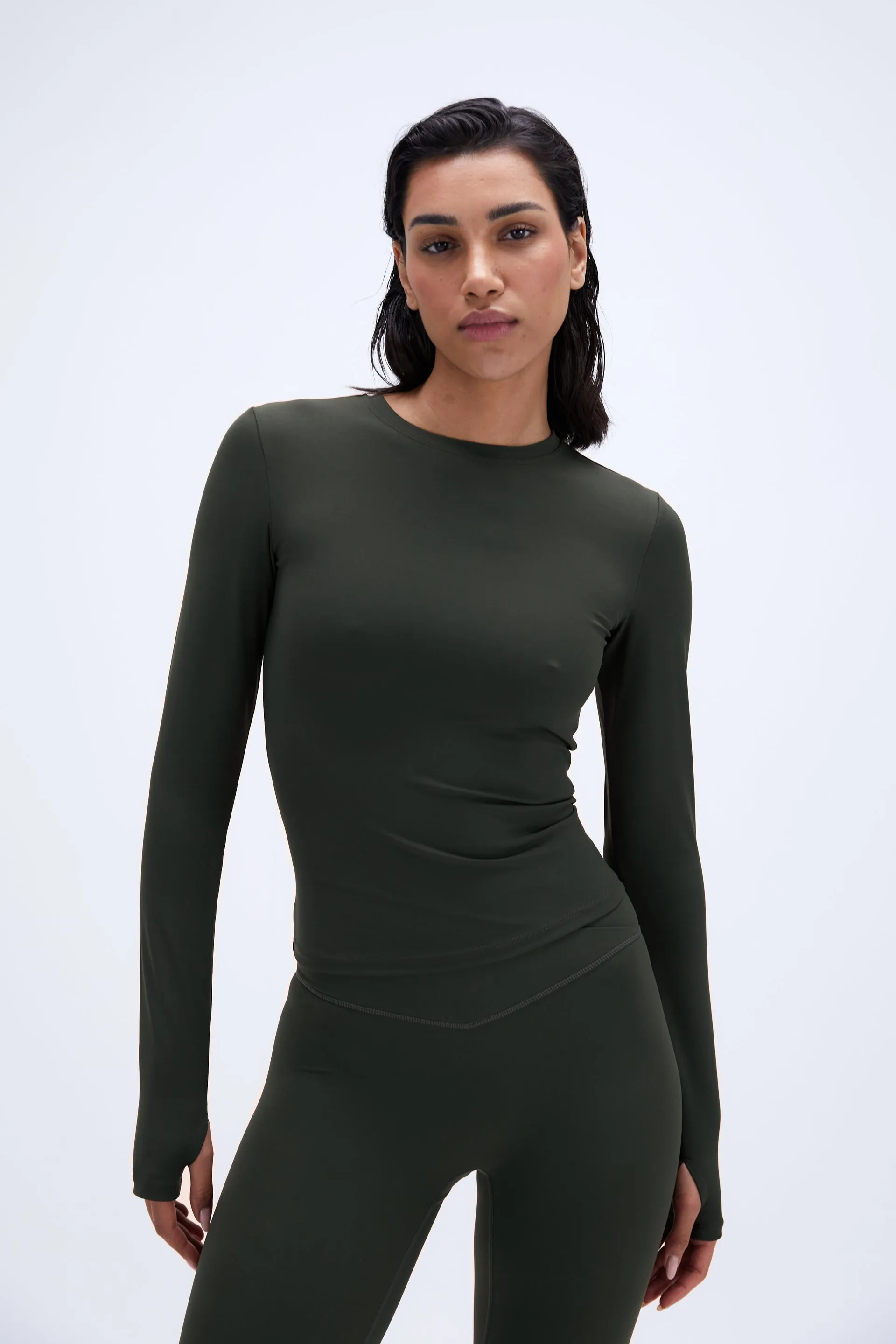 Ultimate Long Sleeve Longline Top - Dark Olive