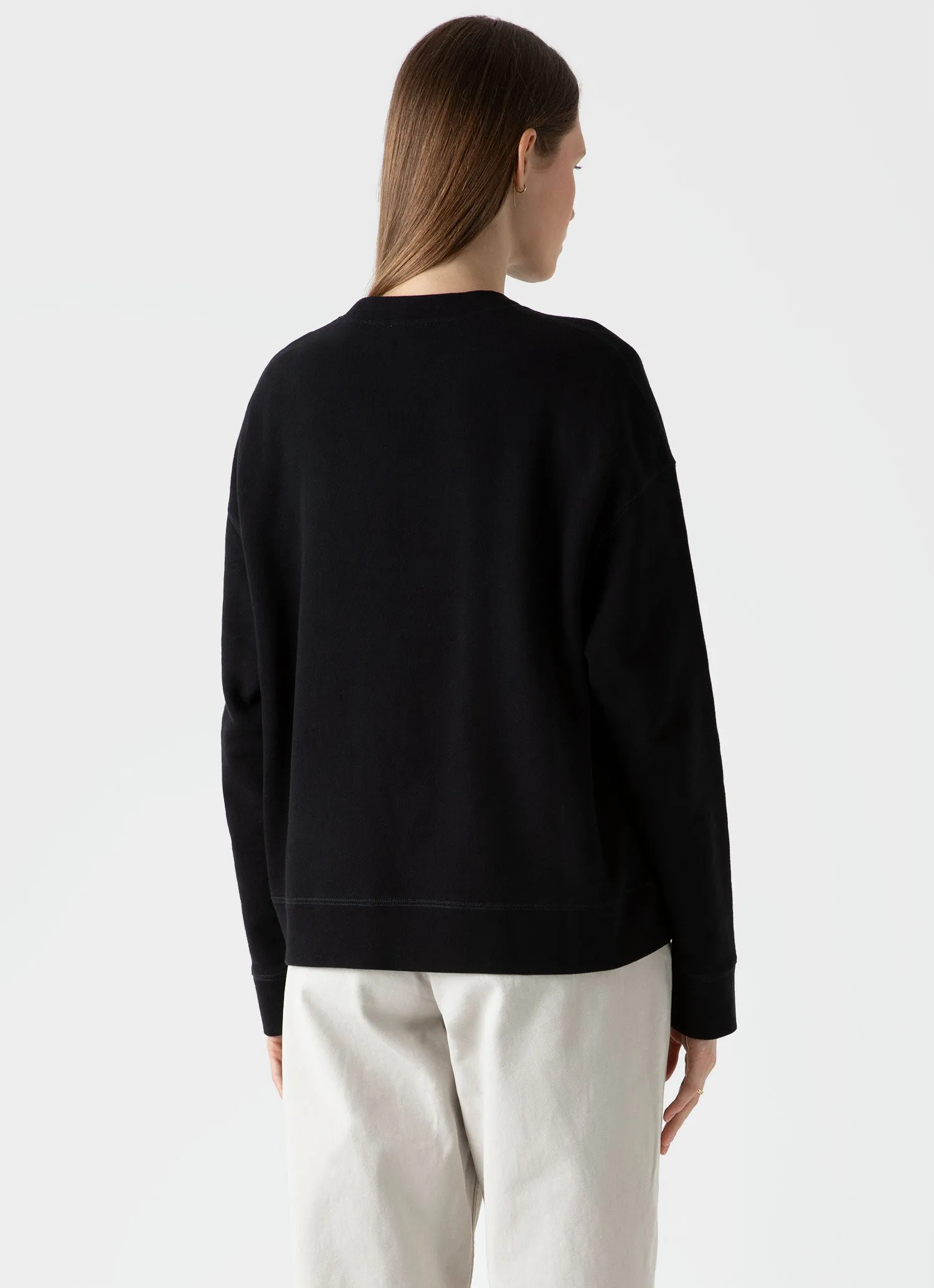 Women's Relaxed Loopback Sweatshirt in Black