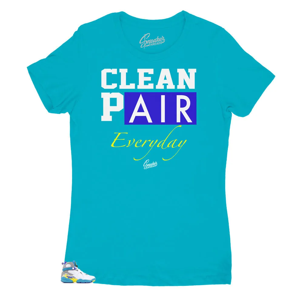 Women's White Aqua 8 Shirt - Everyday - Teal