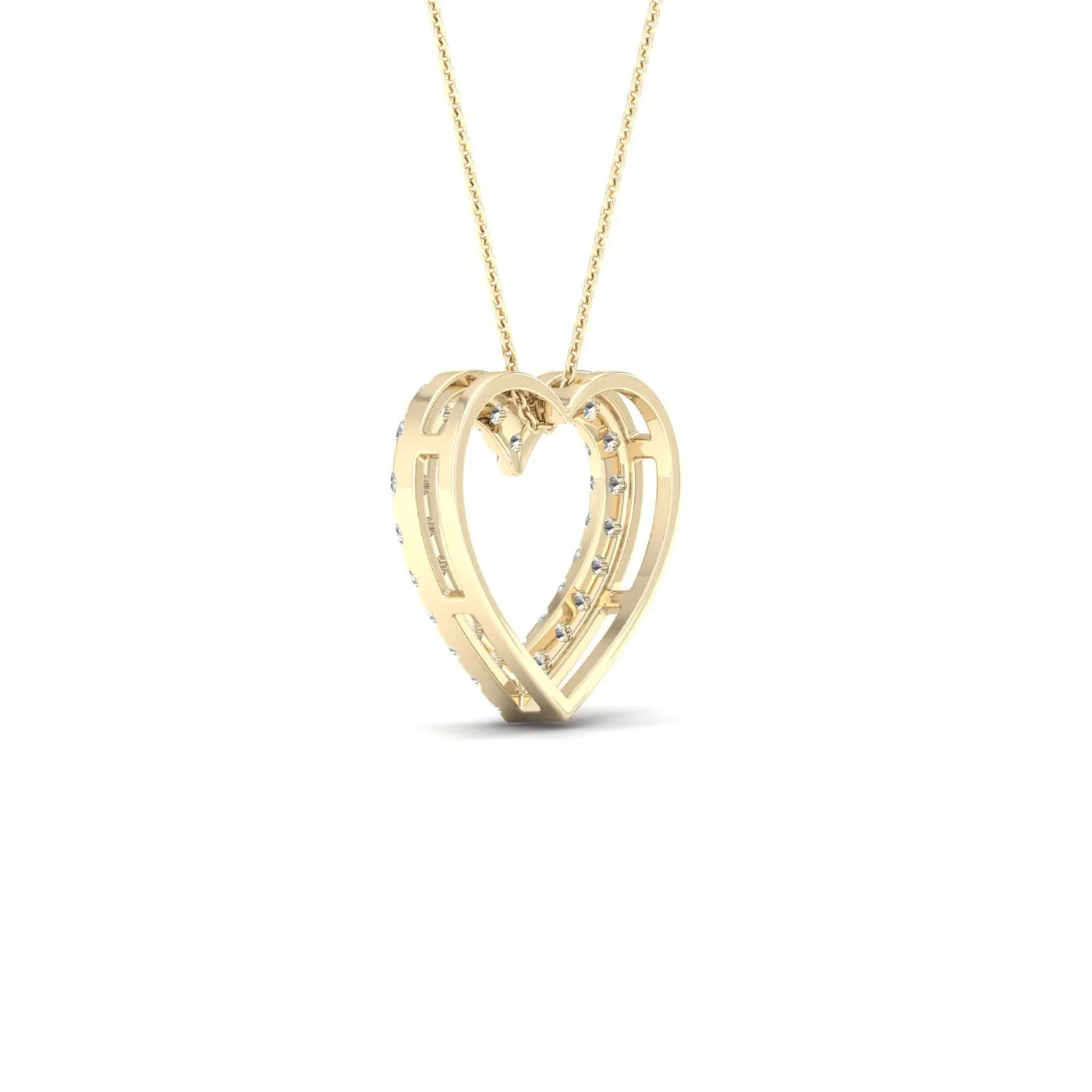 Yellow Gold Diamond Heart Shaped Pendant With Chain included