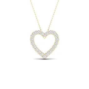 Yellow Gold Diamond Heart Shaped Pendant With Chain included