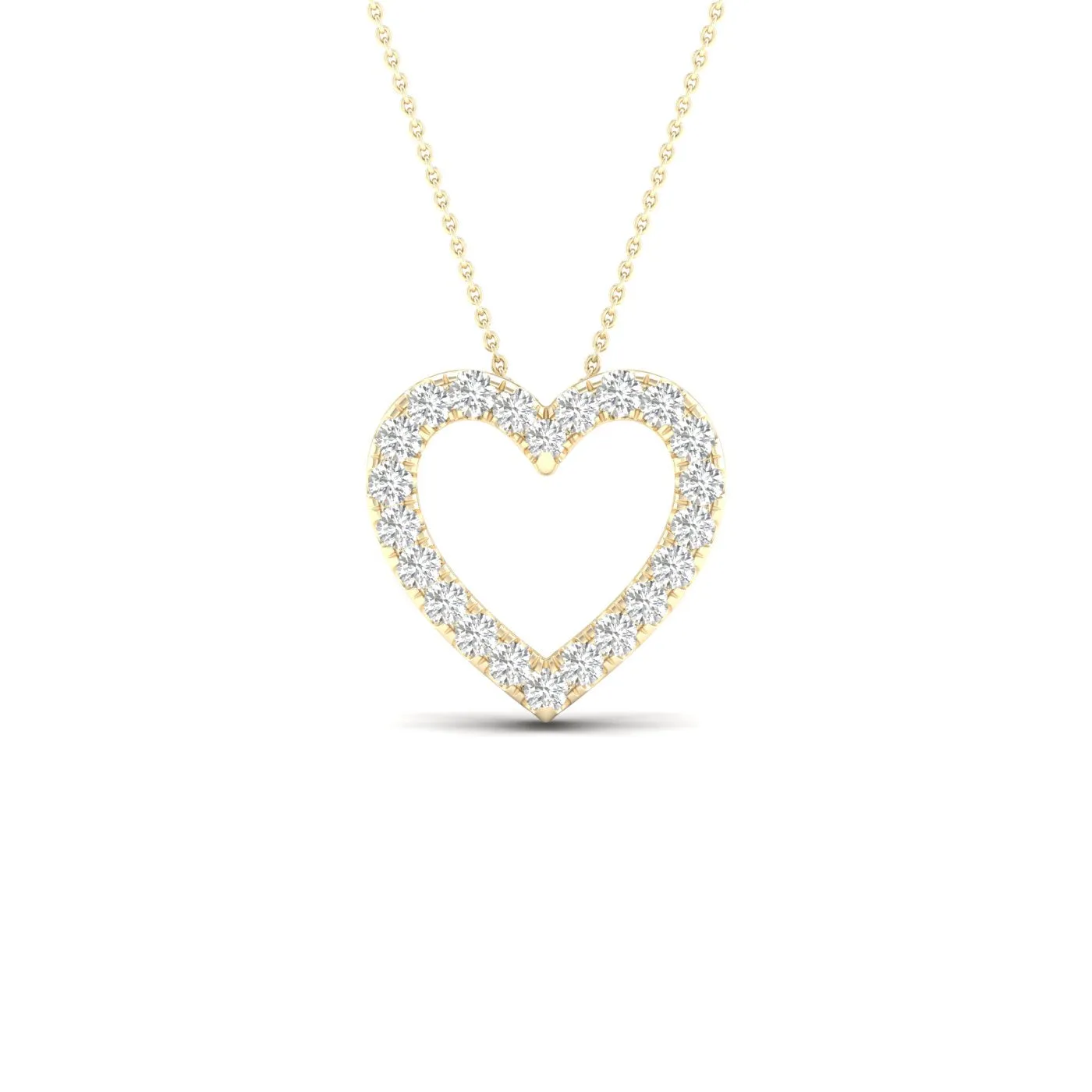 Yellow Gold Diamond Heart Shaped Pendant With Chain included