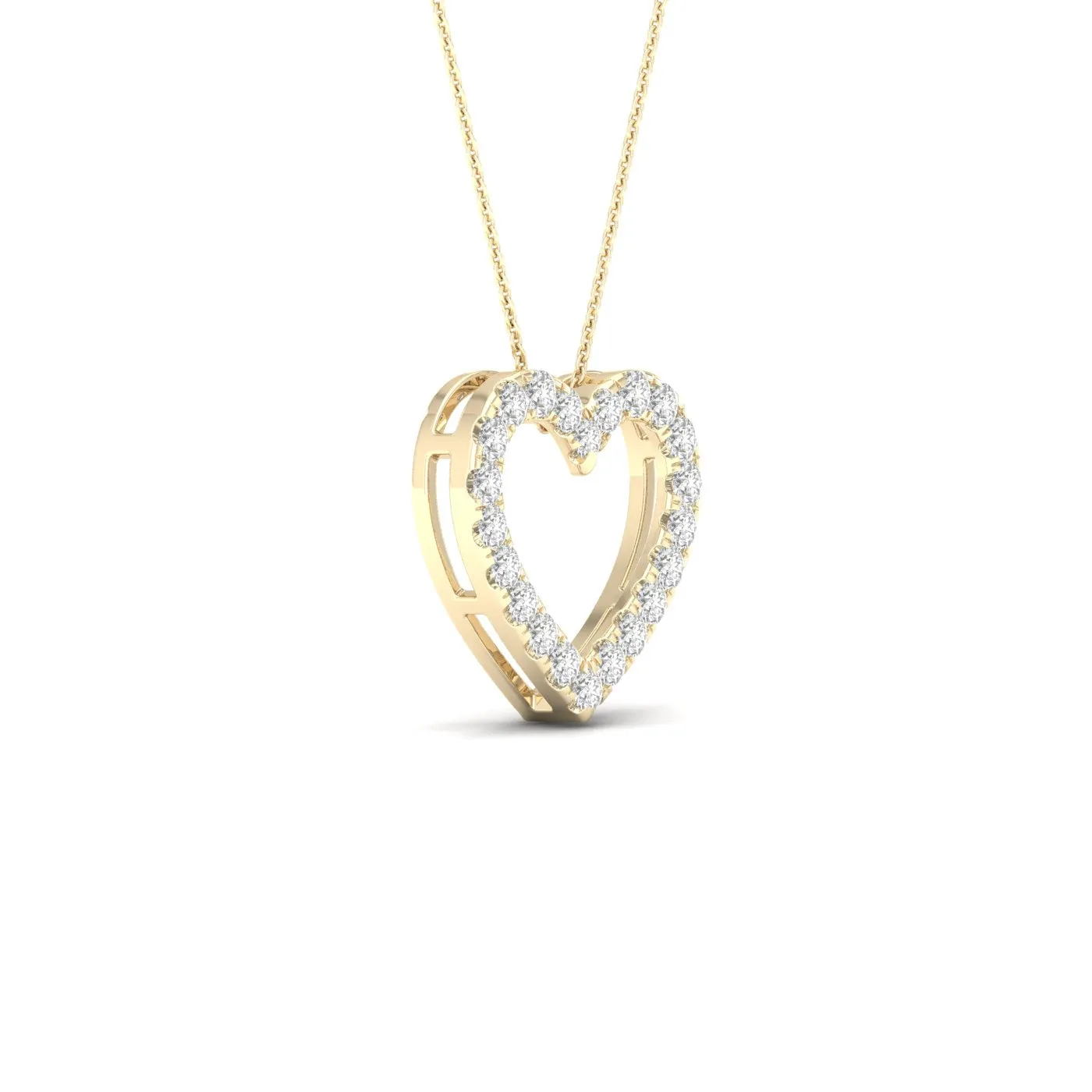 Yellow Gold Diamond Heart Shaped Pendant With Chain included